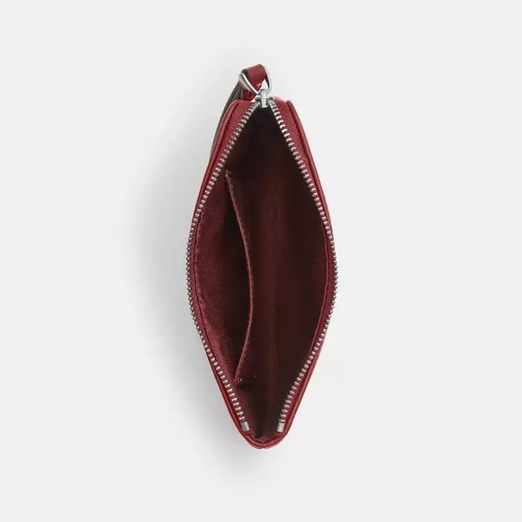Coach Corner Zip Wristlet In Signature Denim (red) - Picture 5 of 6